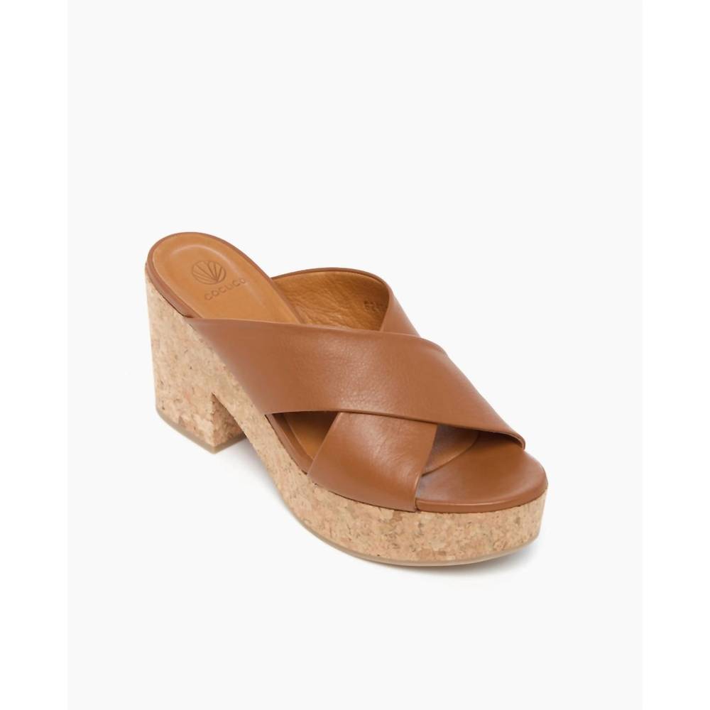 COCLICO Tan Leather Cork Platform Sandal